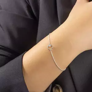 925 ezüst karkötő - négylevelű lóhere körvonal, gyűrű átlátszó cirkóniákkal kép