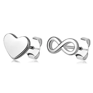 Fülbevaló 925 sterling ezüstből - fényes szív és a végtelenség szimbóluma kép