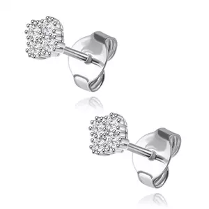 925 ezüst fülbevaló - négylevelű lóhere átlátszó cirkóniákkal, stekkerzárral kép