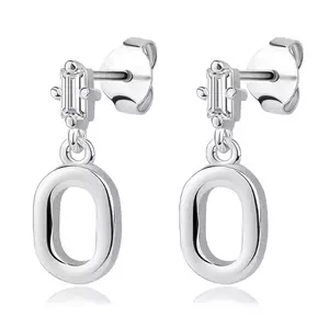 925 ezüst fülbevaló - téglalap alakú cirkónia, ovális kontúr kép