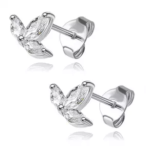 925 ezüst fülbevaló - virág, átlátszó szem alakú cirkóniák, stekkerzár kép