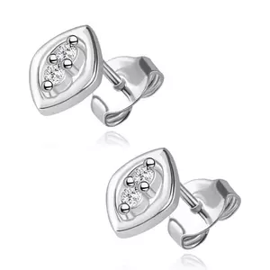 925 ezüst fülbevaló - aszimmetrikus szem, átlátszó cirkóniák a közepén kép