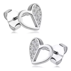 925 ezüstből - szív cirkónia felével, stekkerzár kép