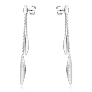 925 ezüst fülbevaló - sima és strukturált domború szem motívum, lánc kép