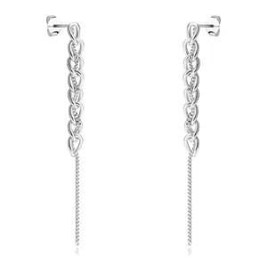 925 ezüst fülbevaló - csavart ovális láncszemekkel összefonódó lánc kép