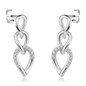 925 ezüst fülbevaló - sima és cirkónia fordított könnycseppek, stekkerzár kép