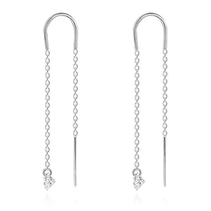 925 ezüst fülbevaló - cirkónia szív, lánc ívvel kép