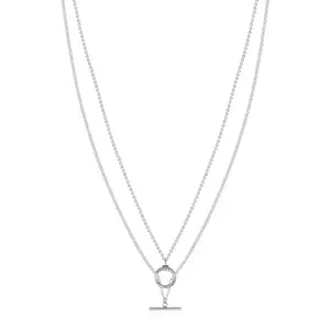 925 ezüst nyaklánc - körvonalas, rúd, dupla lánc kép