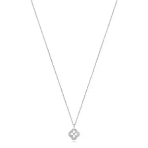 925 ezüst nyaklánc - virág átlátszó cirkóniákkal és lekerekített kivágásokkal kép