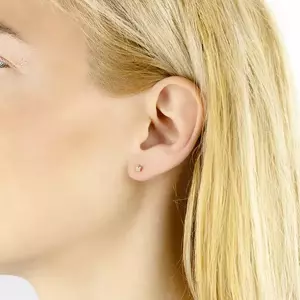 375 sárga arany fülbevaló - kocka átlátszó cirkóniával, stekkerzárral kép