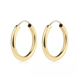 375 sárga arany fülbevaló - karikák, lekerekített vállak, sima felület, 18 mm kép