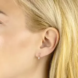 9K sárga arany fülbevaló - csík cirkóniákkal, átlátszó cirkónia téglalap kép