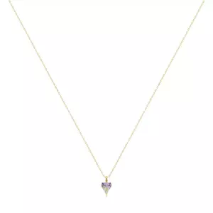 585 sárga arany nyaklánc - lila téglalap alakú cirkónia, három átlátszó kerek cirkónia kép