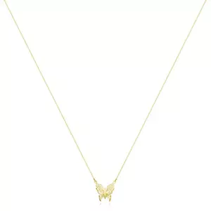 585 sárga arany nyaklánc - pillangó faragott szárnyakkal kép