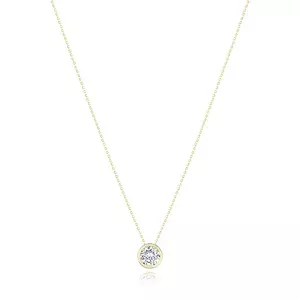 14K arany nyaklánc sárga aranyból - kerek átlátszó cirkónia, vékony láncon kép