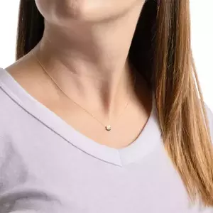 14K sárga arany nyaklánc - négylevelű lóhere átlátszó cirkóniával, vékony láncon kép