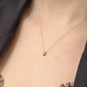 14 karátos sárga arany nyaklánc - tiszta, briliáns, domború, sima szív kép