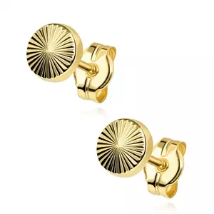 14K arany fülbevaló gravírozott napsugár mintával kép