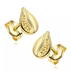 14K arany fülbevaló könnycsepp alakú mintával kép