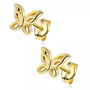 14K arany fülbevaló pillangóval, finom szárny sziluettel kép
