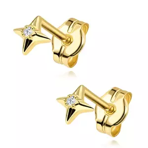 14K arany fülbevaló négyágú csillaggal és cirkóniával kép