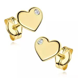 14K arany fülbevaló szív alakú cirkóniával kép