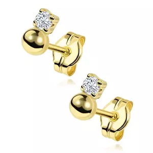 14K arany fülbevaló gyöngyökkel és átlátszó cirkóniával kép