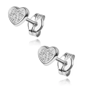 14K arany fülbevaló szív alakú cirkóniákkal kép