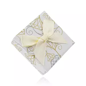 Ékszeres ajándékdoboz krémszínű masnival és gyémánt motívummal kép