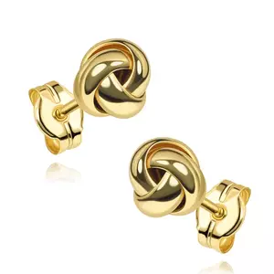 9 karátos arany fülbevaló, összefonódó vonalak csomója kép