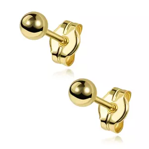 9 karátos arany fülbevalók apró sima gyöngyökkel, 3 mm kép