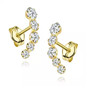 14 karátos arany fülbevaló öt cirkóniummal ívelt vonalban kép