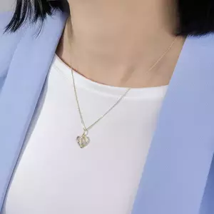 9 karátos arany szív medál fehér és sárga arannyal és cirkóniával kép