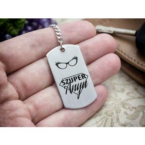 Szuper Anyu acél medálos kulcstartó kép