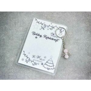 Boldog Karácsonyt kulcstartó rózsakvarccal kép