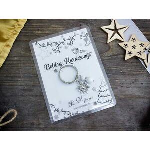 Boldog Karácsonyt kulcstartó hópihe medállal és tejkvarccal kép