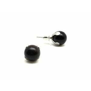 Fülbevaló acél karmos golyó ezüst obszidián 10mm kép