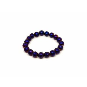 Achát hatszög faz aura lila golyó karkötő 10-11mm kép