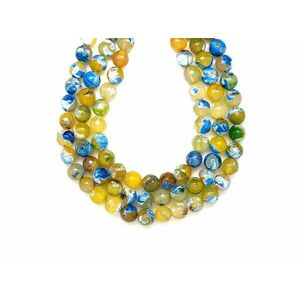 Achát tűz faz szin zöld kék golyó 10-11mm– ékszerkészítő alapanyag (füzér) kép