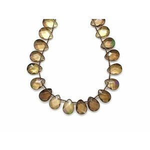 Füstkvarc aura fazettált csepp 12x10mm– ékszerkészítő alapanyag (füzér) kép