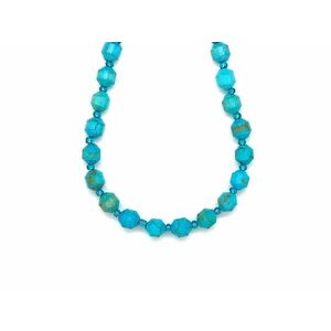 Türkiz stabilizált fazettált lampion 7x8-9mm– ékszerkészítő alapanyag (füzér) kép