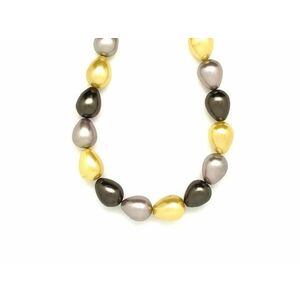 Kagyló bevonatos csepp ezüst sárga zöld 12x15mm– ékszerkészítő alapanyag (füzér) kép