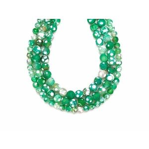 Achát szinezett vegyes szín golyó 8mm– ékszerkészítő alapanyag (füzér) kép