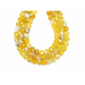 Achát szinezett sárga golyó 10mm– ékszerkészítő alapanyag (füzér) kép