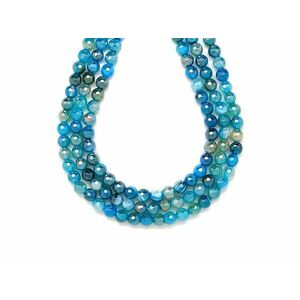 Achát fazettált szinezett aura kék golyó 6mm– ékszerkészítő alapanyag (füzér) kép