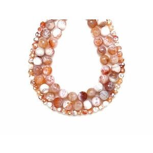 Achát tűz faz szin vil nar fehér golyó 10-11mm– ékszerkészítő alapanyag (füzér) kép