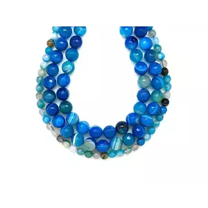 Achát fazettált golyó világoskék sávos szinez 8mm– ékszerkészítő alapanyag (füzér) kép