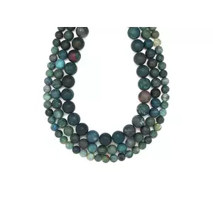 Achát moha matt golyó 8mm– ékszerkészítő alapanyag (füzér) kép