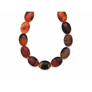 Achát matt sávos ovál 10x14x5mm– ékszerkészítő alapanyag (füzér) kép