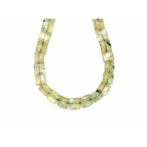 Prehnit fazettált négyzet 10mm– ékszerkészítő alapanyag (füzér) kép